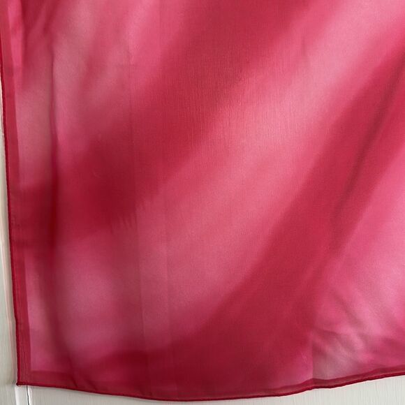 Vtg bright pink & light pink diagonal striped chiffon polyester square scarf - Picture 5 of 8